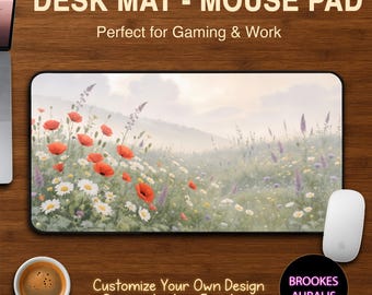 Podkładka pod myszkę Vintage Floral Nature, podkładka pod mysz Cottagecore Aesthetic, podkładka pod mysz z nadrukiem, podkładka pod mysz z uroczym motywem dzikich kwiatów, podkładka pod klawiaturę laptopa