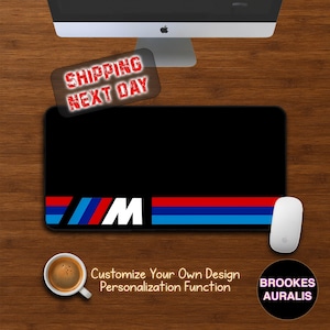 Alfombrilla de escritorio con diseño de rayas de M Sport Racing, alfombrilla de ratón de alto rendimiento para deportes de motor, decoración minimalista para oficina, regalo de automovilismo alemán, alfombrilla de juego grande personalizada