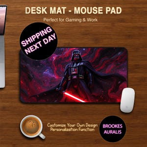 Alfombrilla de escritorio de Darth Vader, temática de Star Wars, diseño neón, alfombrilla de ratón personalizable, alfombrilla de escritorio con personajes de no ficción, alfombrilla de ratón para fans de las películas.