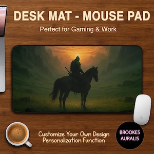 Wanderer At Dusk Bureaumat, gamingmuismat, grote muismat, bureaumat aanpassen, bureaumat voor echtgenoot, bureaudecor, spelaccessoire, fantasie
