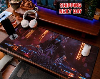Podkładka pod mysz Skeleton DJ Gaming, podkładka pod mysz Game, podkładka pod mysz Cyberpunk Skull, podkładka pod mysz Steampunk, personalizowana podkładka pod mysz, prezent dla gracza, mata na zamówienie
