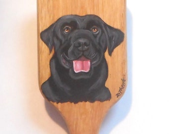Black Labrador Retriever Dog Hairbrush, Pet Grooming Brush, Hand Painted Dog Lover Gift