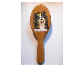 Biewer Terrier Dog Hairbrush, Pet Grooming Brush, Hand Painted Gift for Dog Owner