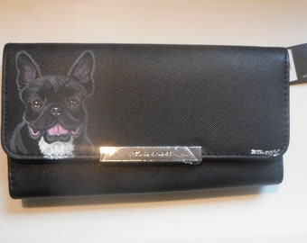 French Bulldog Wallet for Women, Hand Painted Vegan Wallet, Dog Mom Gift