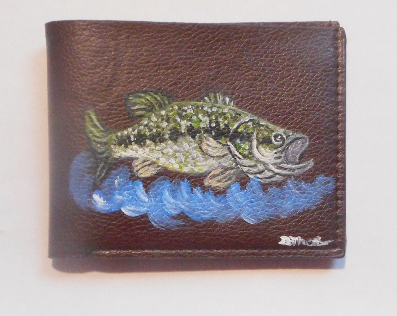 Scary Fish Deep Sea Monster Art on Flat Leather Wallet 