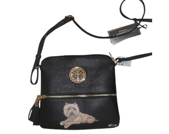 Wheaten Cairn Terrier Dog Crossbody Bag, Purse, Hand Painted Handbag , Dog Person Gift