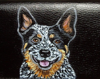 Australian Cattle Dog Wallet for Men, Hand Painted Leather Wallet, Gift for Dad, Gift for Husband