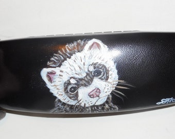 Ferret Eyeglass Case, Hard Glasses Case, Hand Painted Accessory Case