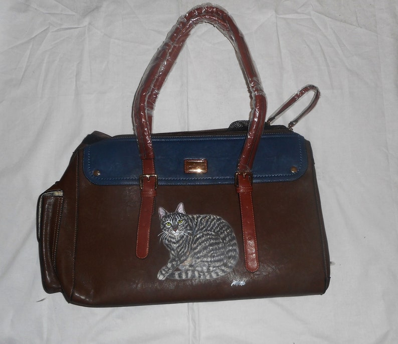 Tabby Cat Pet Carrier Small Animal Tote Designer Hand Painted Etsy