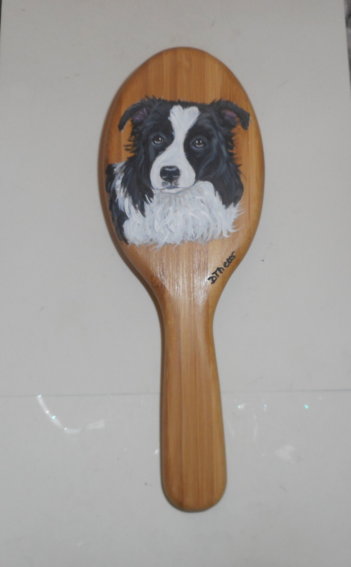 Border Collie Dog Hairbrush Pet Grooming Brush Hand Painted Etsy