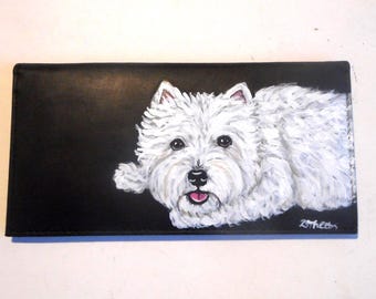 West Highland White Terrier, Westie Dog, Leather Checkbook Cover, Dog Person Gift