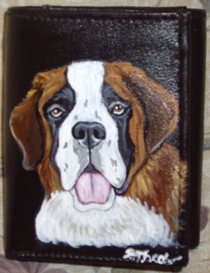 セントバーナード犬柄メンズウォレット、手描きカードホルダー - Etsy 日本