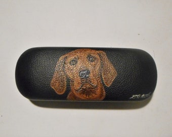 Redbone Coonhound Dog Eyeglass Case, Hand Painted Dog Person Gift