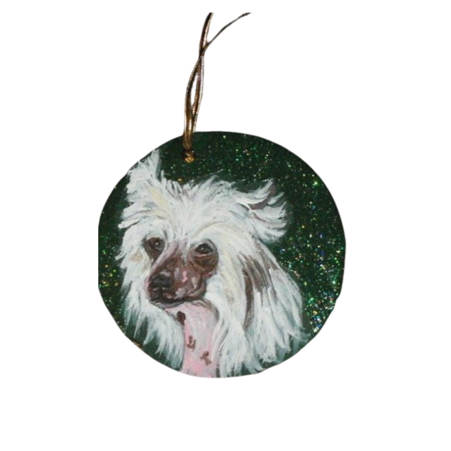 Hand Painted Chinese Crested Dog Christmas Ornament New Zealand