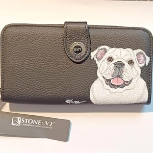 Carteira Bulldog Inglês para Mulheres, Bolsa Pintada à Mão, Presente para Amantes de Cães