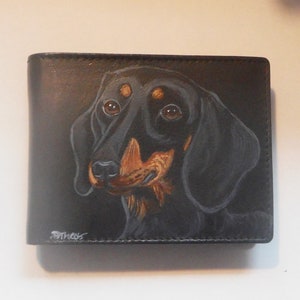Cartera de perro salchicha para hombre, cartera de cuero para hombre, regalo para amantes de los perros, regalo para el Día del Padre
