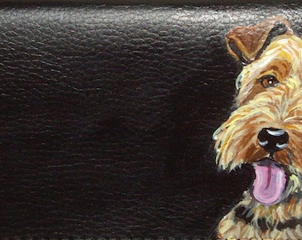 Welsh Terrier Dog Wallet for Women Hand Painted Leather