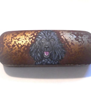 Hand Painted Black Poodle Eyeglass Case: Dog Lover Gift
