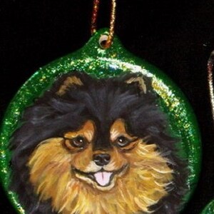 Pomeranian Dog Christmas Ornament, Christmas Decoration ,Custom Hand Painted Dog Person Gift image 3