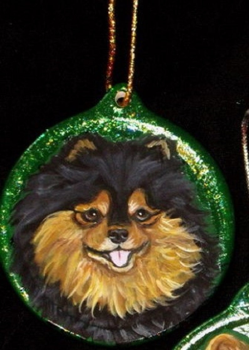 Pomeranian Dog Christmas Ornament, Christmas Decoration ,Custom Hand Painted Dog Person Gift image 3