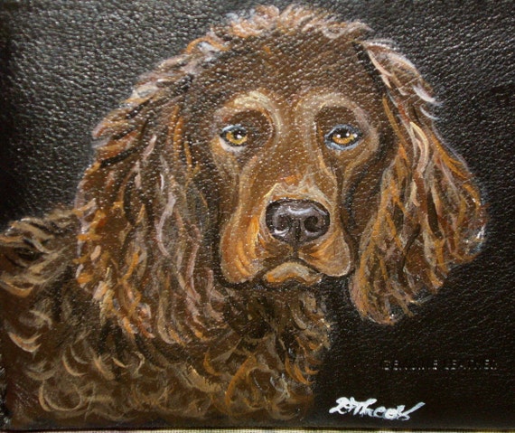 Boykin Spaniel Dog Custom Painted Leather Men’s wallet | Etsy