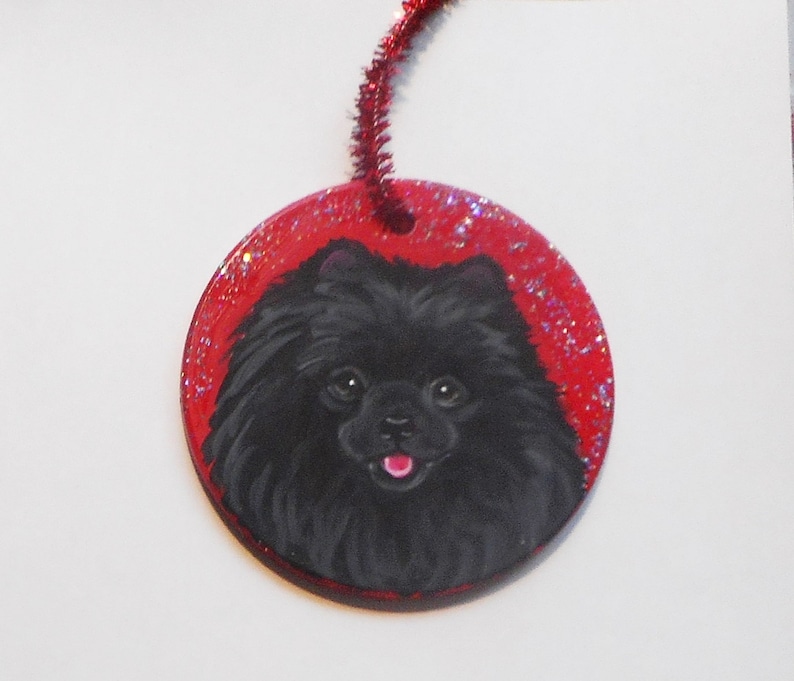 Pomeranian Dog Christmas Ornament, Christmas Decoration ,Custom Hand Painted Dog Person Gift image 5