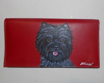 Cairn Terrier Dog Gift Checkbook Cover Checkbook Holder Hand Painted Leather