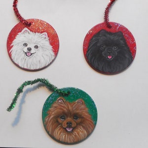 Pomeranian Dog Christmas Ornament, Christmas Decoration ,Custom Hand Painted Dog Person Gift image 1