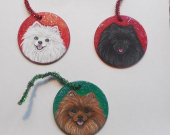 Pomeranian Dog Christmas Ornament, Christmas Decoration ,Custom Hand  Painted Dog Person Gift