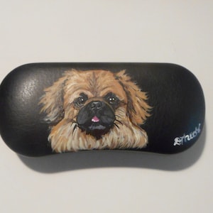 Hand Painted Tibetan Spaniel Dog Eyeglass Case: Dog Owner Gift