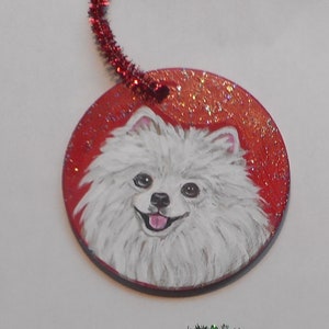 Pomeranian Dog Christmas Ornament, Christmas Decoration ,Custom Hand Painted Dog Person Gift image 4