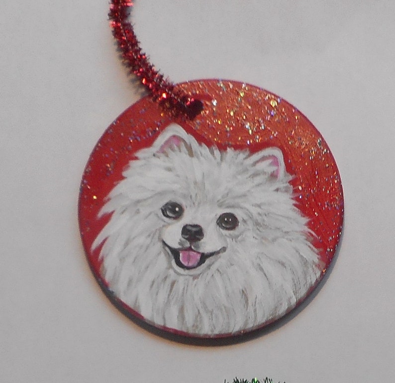 Pomeranian Dog Christmas Ornament, Christmas Decoration ,Custom Hand Painted Dog Person Gift image 4