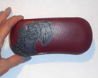 Kerry Blue Terrier Dog Eyeglass Case ,Hand Painted Glasses Case, Dog Person Gift