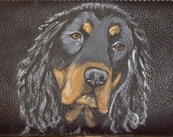 Gordon Setter Dog Checkbook Cover, Leather Checkbook Holder, Dog Person Gift