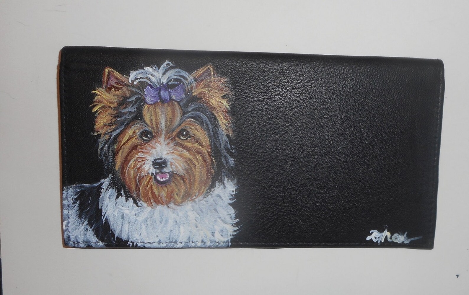 Yorkshire Terrier Dog Yorkie Leather Checkbook Cover Holder Etsy