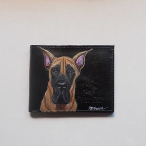 Cartera de perro gran danés para hombre, cartera de cuero para hombre, regalo del día del padre