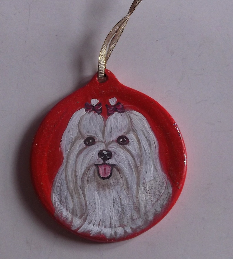 Maltese Dog Custom hand Painted Christmas Ornament Decoration Etsy