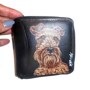 Cartera unisex de cuero con diseño de terrier irlandés, ideal para hombre y mujer. Regalo ideal para amantes de los perros.