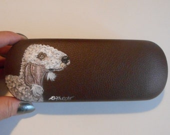 Bedlington Terrier Dog Eyeglass Case, Glasses Case, Hand Painted Dog Lover Gift