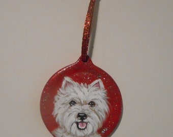 West Highland Terrier Westie Dog Christmas Ornament Christmas Decoration Custom hand Painted Ceramic