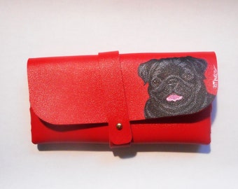 Black Pug Dog Eyeglass Case, Hand Painted Glasses Case, Dog Person Gift