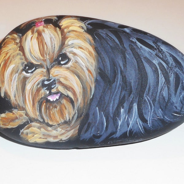 Painted Rocks Yorkie Pet Rock - Etsy
