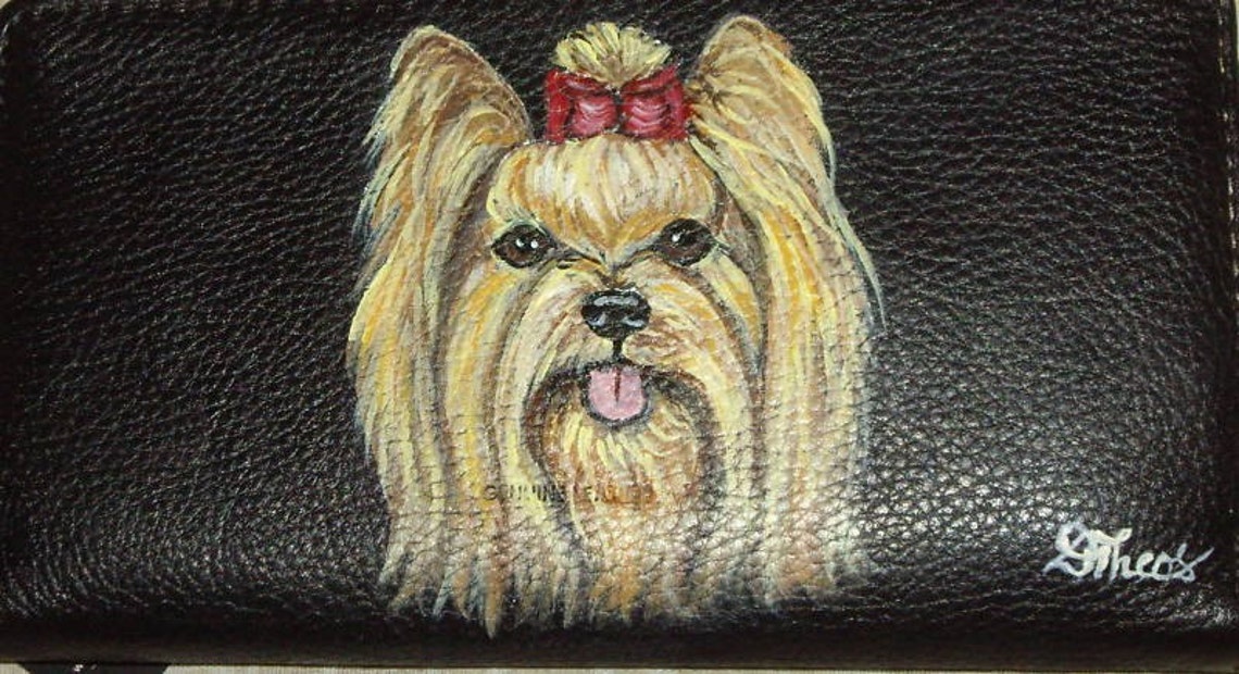 Yorkshire Terrier Dog Yorkie Leather Checkbook Cover Holder Etsy