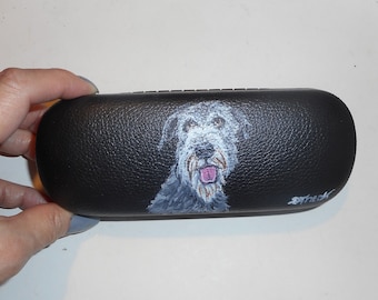 Irish Wolfhound Dog Portrait Eyeglass Glasses Spectacles Case Hand Painted