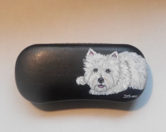 West Highland White Terrier, Westie Dog Eyeglass Case, Glasses Case, Hand Painted Dog Person Gift