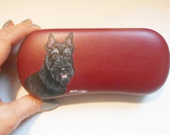 Scottish Terrier Black Scottie Dog Hand Painted Eyeglass Glasses Case