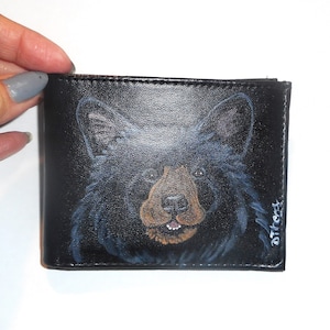 Cartera de oso negro para hombre, regalo del día del padre, cartera de cuero para hombre, regalo para amantes de los osos