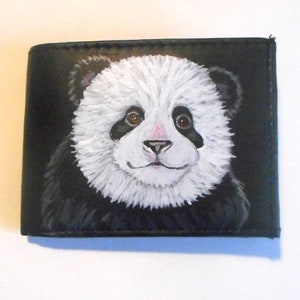 Cartera de oso panda para hombre, billetera de cuero plegable, regalo para amantes de los pandas