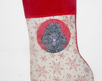 Poodle Dog Christmas Gift Stocking Hand Painted