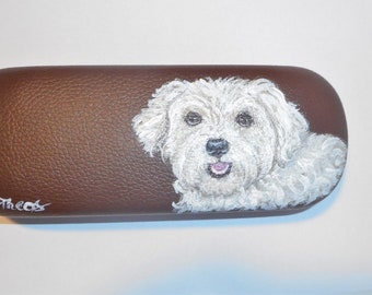 Maltipoo Malti-poo Dog Eyeglass Case, Hand Painted Dog Person Gift